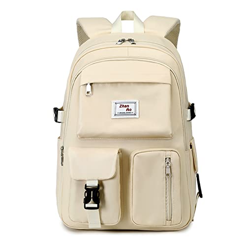 FANDARE Beiläufig Rucksack Schulrucksack Schulranzen Daypacks mit 15.6 Zoll Laptopfach Tagesrucksack Mädchen Junge Schultaschen für Universität Reisen Freizeit Arbeit Wasserdichtes Polyester Weiß von FANDARE