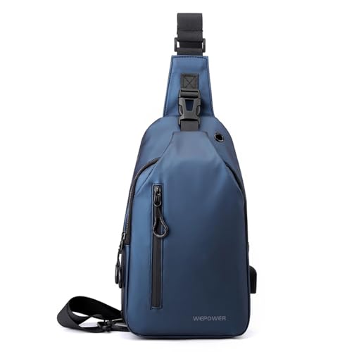 FANDARE Brusttasche Brustbeutel Herren Sling Crossbody Bag Umhängetasche Bodybag Männertasche Schultertasche Outdoor Trekkingrucksack mit Kopfhörerloch Reisetaschen Handgepäck Messenger Bag Dunkelblau von FANDARE