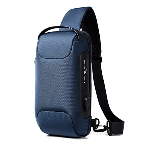 FANDARE Brusttasche Diebstahlschutz Sling Bag Herren Damen Umhängetaschen mit USB-Ladeanschluss Schultertasche Crossover Rucksack Daypacks für Reisen Wandern Mehrere Taschen Crossbody Pack Blau B von FANDARE