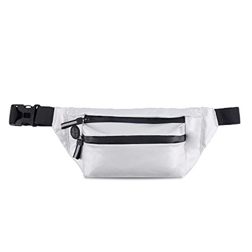 FANDARE Brusttasche Gürteltasche Sling Bag Herren Damen Schultertasche Hüfttaschen Wasserdicht Bauchtasche Crossover Rucksack Mädchen Junge Umhängetasche Sporttasche Reisen Joggen Nylon Silber von FANDARE
