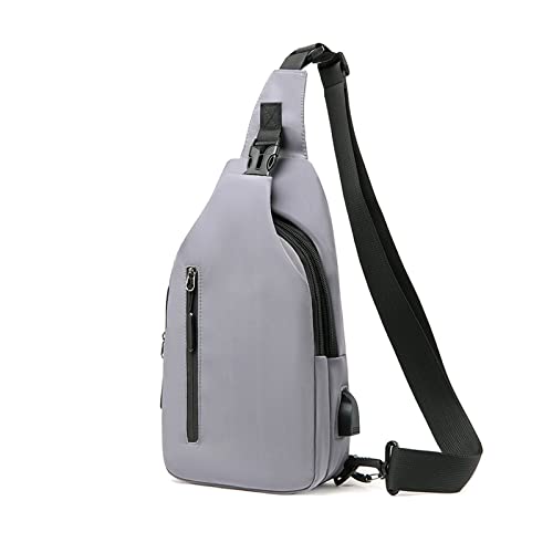 FANDARE Brusttasche Herren Sling Bag mit USB-Ladeanschluss Umhängetaschen Crossover Rucksack Schultertasche Bauchtasche Daypacks für Männer Outdoor Reisen Camping Wanderrucksäcke Crossbody Pack Grau von FANDARE