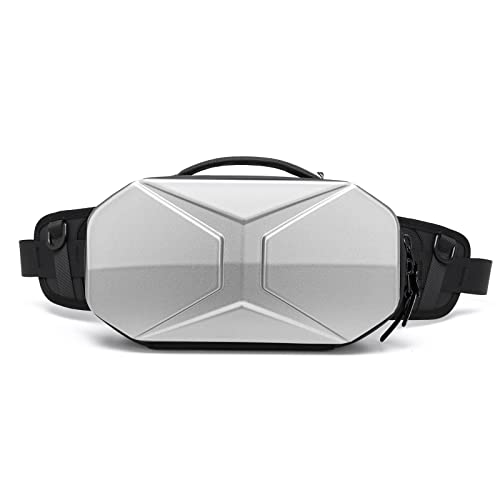 FANDARE Brusttasche Sling Bag Bauchtasche Herren Gürteltasche Geschäft Schultertasche mit USB-Ladeanschluss Wasserdicht Crossbody Bag Umhängetasche für Reisen Wandern Sling Daypacks Silber von FANDARE