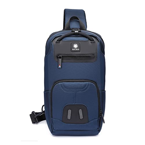 FANDARE Brusttasche Sling Bag Geschäft Schultertasche mit USB-Ladeanschluss Crossbody Bag Umhängetasche Wasserdicht für Reisen Wandern mehrere Taschen Sling Daypacks Blau von FANDARE