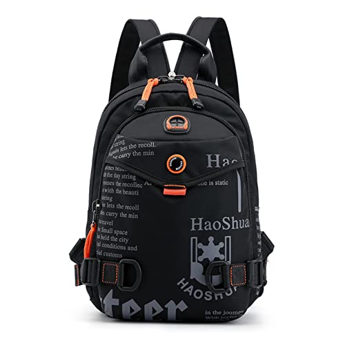 FANDARE Brusttasche Sling Bag Schulrucksack Sporttasche Herren Damen Schulranzen Umhängetaschen Crossover Rucksack Schultertasche Outdoor mit Kopfhörer-Loch & Abnehmbarer Schultergurt Schwarz von FANDARE