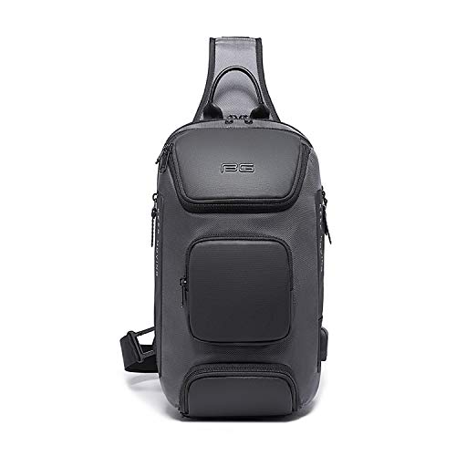 FANDARE Brusttasche Sling Rucksack Business Sling Chest Bag für Herren Schultertasche Grosse Kapazität Umhängetasche für Outdoorsport Wandern Radfahren Bergsteigen Reisen Dauerhaft Polyester Grau von FANDARE