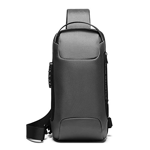 FANDARE Brusttasche Sling Rucksack Daypacks mit USB für Herren Damen Schultertasche Grosse Kapazität Umhängetasche für Outdoor Sport Wandern Radfahren Bergsteigen Reisen Dauerhaft Grau von FANDARE