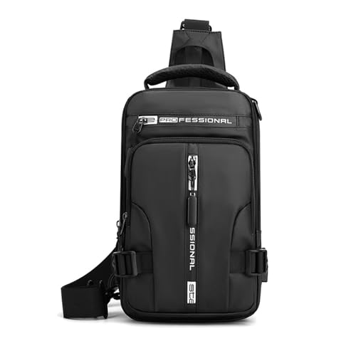 FANDARE Brusttasche für Herren Schultertasche Crossbody Bag mit USB-Ladenanschluss Sling Bag Umhängetaschen Verstellbare Schultergurte für Outdoor Radfahren Reisen Crossover Daypacks Nylon Schwarz von FANDARE