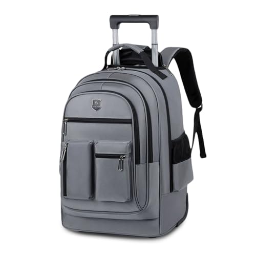 FANDARE Business Trolley Reiserucksack mit Rollen Handgepäck Koffer Groß Rolling 15.6 Zoll Laptop Rucksack Reisetasche mit Rädern Herren Laptoptasche Reisekoffer Aaktenkoffer für Schule Arbeit Grau von FANDARE