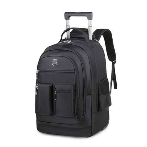 FANDARE Business Trolley Reiserucksack mit Rollen Handgepäck Koffer Groß Rolling 15.6 Zoll Laptop Rucksack Reisetasche mit Rädern Herren Laptoptasche Reisekoffer Aaktenkoffer für Schule Arbeit Schwarz von FANDARE