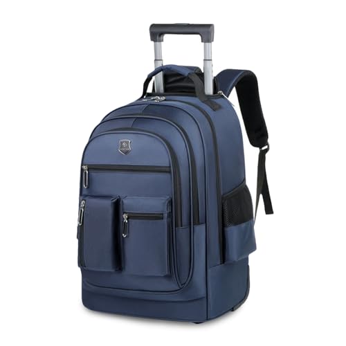 FANDARE Business Trolley Reiserucksack mit Rollen Handgepäck Koffer Groß Rolling 15.6 Zoll Laptop Rucksack Reisetasche mit Rädern Herren Laptoptasche Reisekoffer Aaktenkoffer für Schule Arbeit Blau von FANDARE
