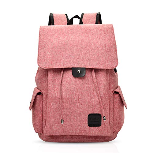 FANDARE Casual Rucksäcke Schulranzen Mädchen/Jungen Teenager Schultasche Student Schulrucksack mit USB Reise Tagesrucksack 15.6 Zoll Laptop Daypack Leinwand Rosa von FANDARE