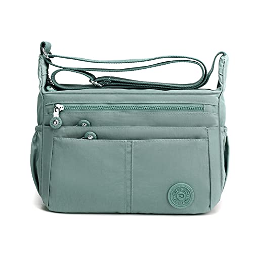 FANDARE Casual Schultertasche Damen Leichte Umhängetasche Wasserdicht Nylon für Sporttasche Arbeitstasche Reise Freizeit Crossbody Bag Grün von FANDARE