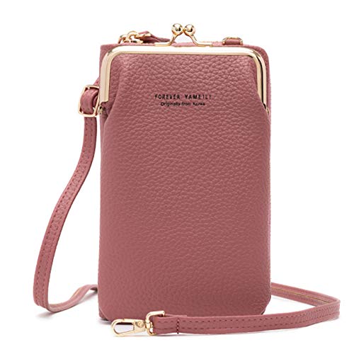 FANDARE Crossbody Tasche Damen Handy Umhängetasche Frauen Handytasche zum Umhängen Schultertasche PU Leder Portemonnaie Geldbörse mit Kartenfächer Mädchen HandtaschenLila von FANDARE