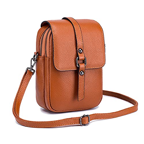 FANDARE Crossbody Tasche Damen Handy Umhängetasche Handtaschen Leder Schultertasche Frauen Handytasche zum Umhängen Schultertasche Portemonnaie Geldbörse Gelb von FANDARE