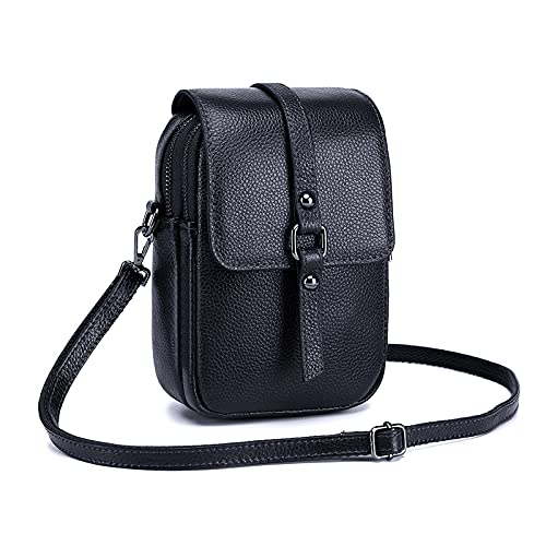 FANDARE Crossbody Tasche Damen Handy Umhängetasche Handtaschen Leder Schultertasche Frauen Handytasche zum Umhängen Schultertasche Portemonnaie Geldbörse Schwarz von FANDARE