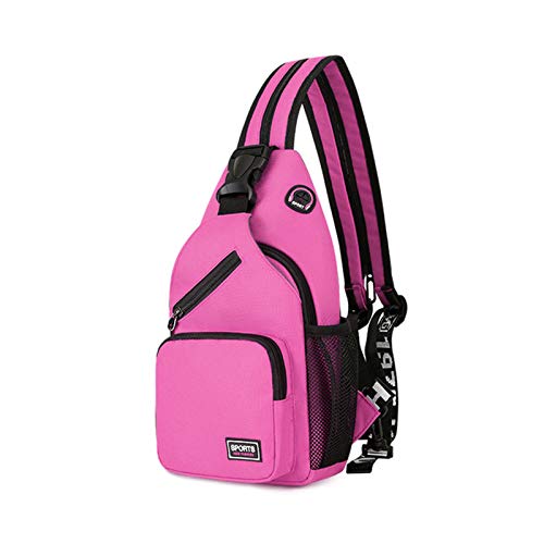 FANDARE Damen Brusttasche Klein Rucksack mit Kopfhörerloch Sling Bag Mädchen Schultertasche Crossbody Umhängetasche Reisen Wandern Sport Daypack Dauerhaft Polyester Lila von FANDARE