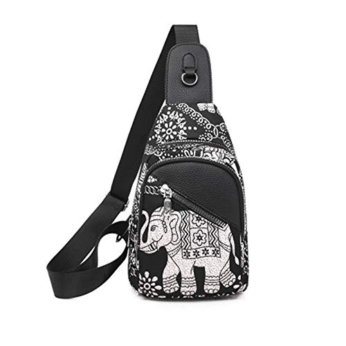 FANDARE Damen Brusttasche Mode Sling Bag Rucksack Mädchen Schultertasche Crossbody Umhängetasche Reisen Wandern Sport Fitness Daypack Dauerhaft Oxford-Stoff Elefant von FANDARE