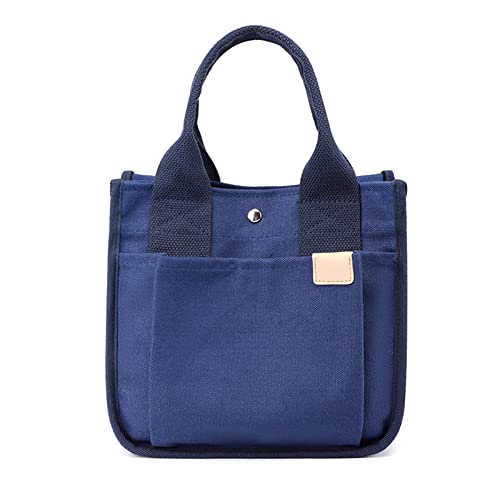 FANDARE Damen Canvas Handtasche Damentasche Multifunktionale Henkeltasche Casual Henkeltaschen Tote Beutel Tragetasche für Schule Arbeit Reise Shopper Navy Blau von FANDARE