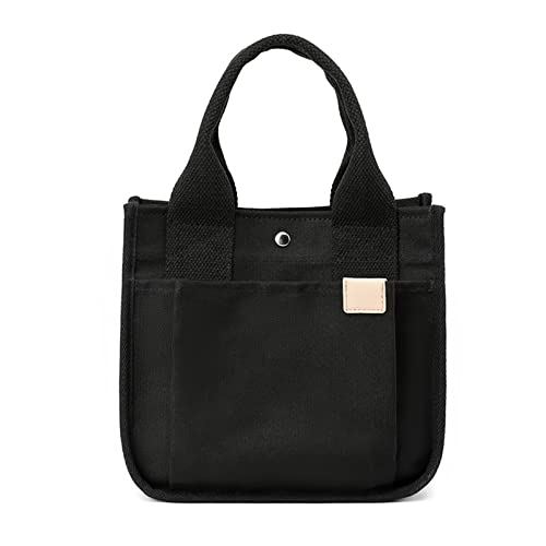 FANDARE Damen Canvas Handtasche Damentasche Multifunktionale Henkeltasche Casual Henkeltaschen Tote Beutel Tragetasche für Schule Arbeit Reise Shopper Schwarz von FANDARE