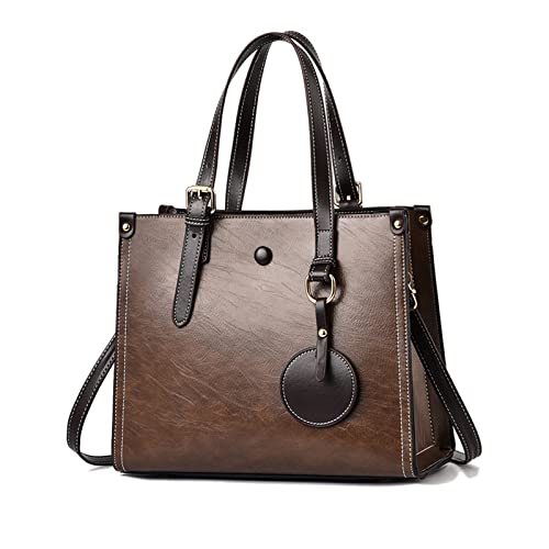 FANDARE Damen Handtasche Tote Beutel Umhängetaschen PU-Leder Schultertasche Tragetasche Multifunktionale Henkeltaschen für Arbeit Schule Shopper Reise Braun von FANDARE