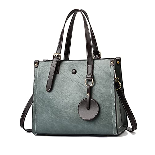 FANDARE Damen Handtasche Tote Beutel Umhängetaschen PU-Leder Schultertasche Tragetasche Multifunktionale Henkeltaschen für Arbeit Schule Shopper Reise Grün von FANDARE