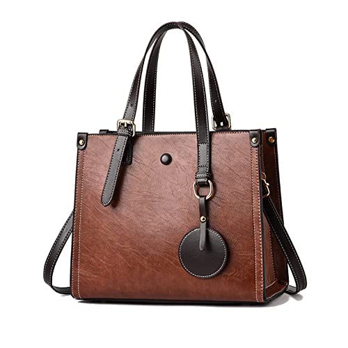 FANDARE Damen Handtasche Tote Beutel Umhängetaschen PU-Leder Schultertasche Tragetasche Multifunktionale Henkeltaschen für Arbeit Schule Shopper Reise Karamellfarbe von FANDARE