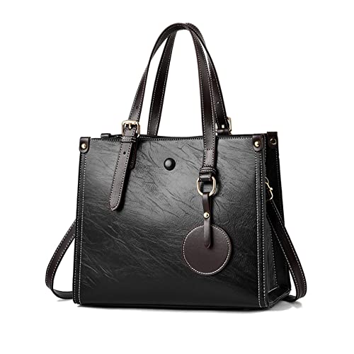 FANDARE Damen Handtasche Tote Beutel Umhängetaschen PU-Leder Schultertasche Tragetasche Multifunktionale Henkeltaschen für Arbeit Schule Shopper Reise Schwarz von FANDARE