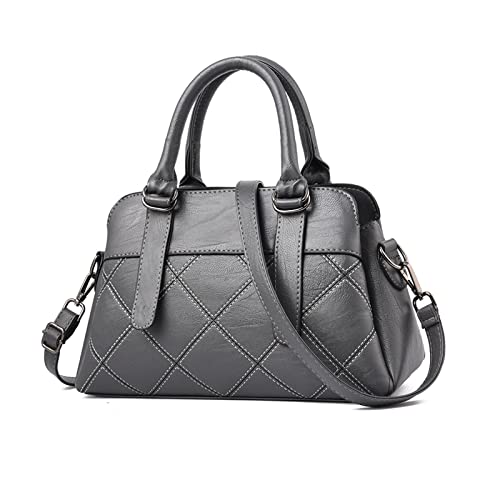 FANDARE Damen Handtasche Umhängetasche Frauen Schulterbeutel Shopper Tote Reise Henkeltasche Abendtasche Citytasche für Mädchen Alltag Büro Schule Ausflug Shopper Wasserdicht PU Leder Grau von FANDARE