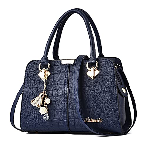 FANDARE Damen Handtasche Umhängetasche Frauen Schulterbeutel Shopper Tote Reise Henkeltasche Schulterriemen Abendtasche Citytasche Wasserdicht PU Leder Blau B von FANDARE