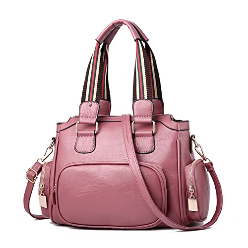 FANDARE Damen Handtasche Umhängetaschen Schultertasche PU-Leder Handtaschen Mit Mehreren Taschen Schulterhandtasche Henkeltaschen für Reisen Einkaufen Arbeiten Rosa von FANDARE