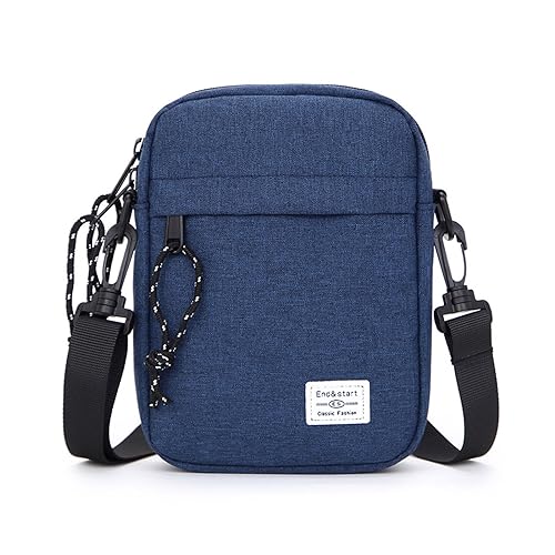 FANDARE Damen Handy Umhängetasche Herren Handytasche zum Umhängen Schultertasche Nylon Kleine Umhängetasche Mini Frauen Handytasche Damentasche Reisen Einkaufen Crossbody Messenger Bag Blau von FANDARE