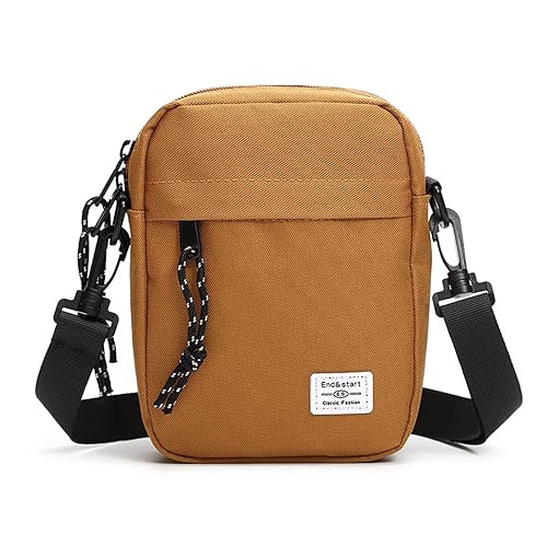 FANDARE Damen Handy Umhängetasche Herren Handytasche zum Umhängen Schultertasche Nylon Kleine Umhängetasche Mini Frauen Handytasche Damentasche Reisen Einkaufen Crossbody Messenger Bag Gelb von FANDARE