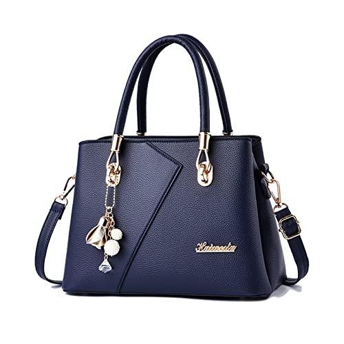 FANDARE Damen-Henkeltaschen Mehrfachtasche Handtasche PU-Leder Umhängetaschen Schultertaschen Wasserdicht Messenger-Tasche für Reisen Einkaufen Arbeiten Blau von FANDARE