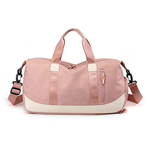 FANDARE Damen Reisetaschen Duffle Bag Nylon Sporttasche Faltbare Sporttasche Weekender Übernachtung Tasche Wasserdicht Handtasche Groß Kapazität Reisetasche für Sport Fitnessstudio Reisen Rosa von FANDARE