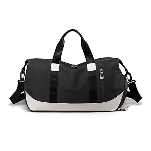 FANDARE Damen Reisetaschen Duffle Bag Nylon Sporttasche Faltbare Sporttasche Weekender Übernachtung Tasche Wasserdicht Handtasche Groß Kapazität Reisetasche für Sport Fitnessstudio Reisen Schwarz von FANDARE