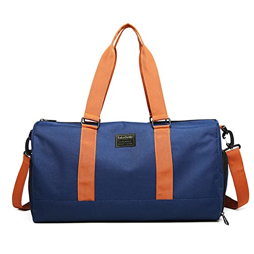 FANDARE Damen Reisetaschen Herren Klassische Sporttaschen Handgepäck Weekender Umhängetasche Weekender Übernachtung Kliniktasche Schwimmtasche Trainingstasche Tote Bag mit Schuhfach Blau A von FANDARE