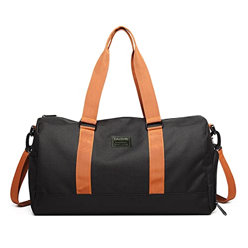 FANDARE Damen Reisetaschen Herren Klassische Sporttaschen Handgepäck Weekender Umhängetasche Weekender Übernachtung Kliniktasche Schwimmtasche Trainingstasche Tote Bag mit Schuhfach Schwarz A von FANDARE