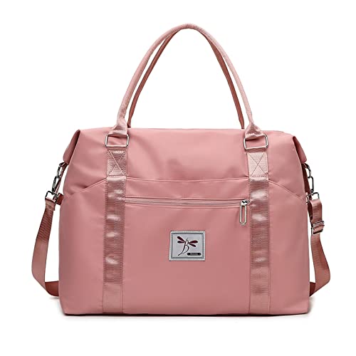 FANDARE Damen Reisetaschen Klassische Sporttaschen Herren Handgepäck Weekender Umhängetasche Übernachtung Kliniktasche Schwimmtasche Trainingstasche Handtasche für Reise Gym Flugzeug Rosa von FANDARE