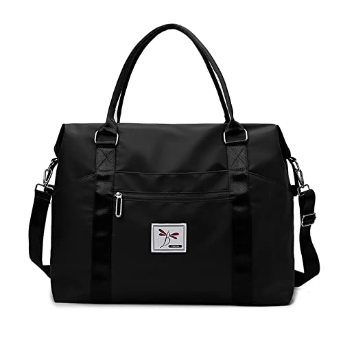 FANDARE Damen Reisetaschen Klassische Sporttaschen Herren Handgepäck Weekender Umhängetasche Übernachtung Kliniktasche Schwimmtasche Trainingstasche Handtasche für Reise Gym FlugzeugSchwarz von FANDARE