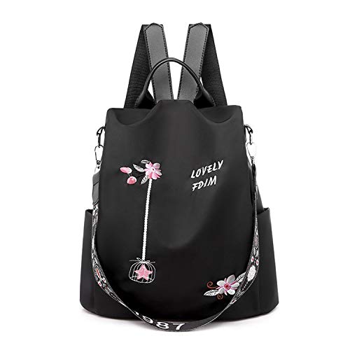 FANDARE Damen Rucksack Mädchen Umhängetasche Handtasche Frauen Schultertasche Schultasche Anti-Diebstahl Schulrucksack passen Reise Campus Schulranzen Rucksäcke Wasserdicht Polyester Schwarz von FANDARE