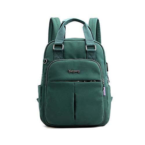 FANDARE Damen Rucksäcke Laptop Handtasche Schulrucksack Schultasche Mädchen Schulranzen mit USB Reise Tagesrucksack Teenager Daypacks für Uni Büro Alltag Freizeit Campus Wandern Dauerhaft Nylon Grün von FANDARE