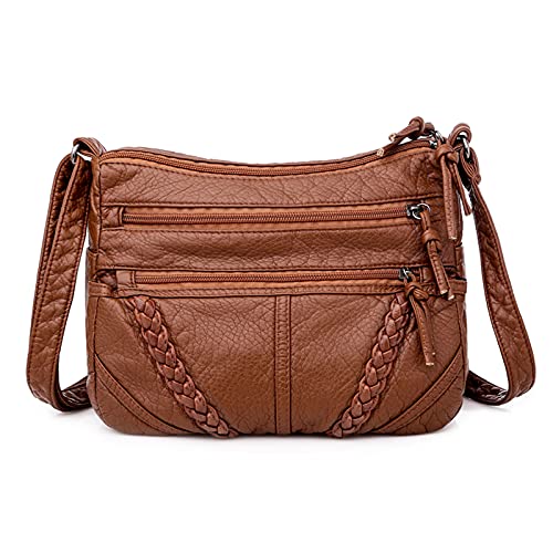 FANDARE Damen Umhängetasche Schultertasche Frauen Crossbody Bag Wasserdicht PU Leder Damentasche Schulterriemen Frauen Abendtasche Citytasche Reise HandtascheBraun von FANDARE