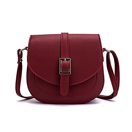 FANDARE Damen Umhängetasche Schultertasche Leder Crossbody Bag Damentasche Schulterriemen Frauen Abendtasche Citytasche rot von FANDARE