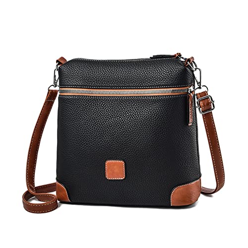 FANDARE Damen Umhängetaschen Klein Schultertasche Eimertasche Wasserdicht Leder Damentasche Schulterriemen Frauen Citytasche Abendtasche für Mädchen Alltag Büro Schule Shopper Crossbody Bag Schwarz von FANDARE