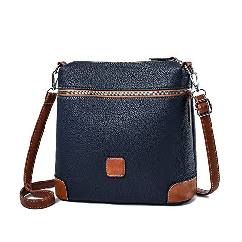 FANDARE Damen Umhängetaschen Klein Schultertasche Eimertasche Wasserdicht Leder Damentasche Schulterriemen Frauen Citytasche Abendtasche für Mädchen Alltag Büro Schule Shopper Crossbody Bag Dunkelblau von FANDARE