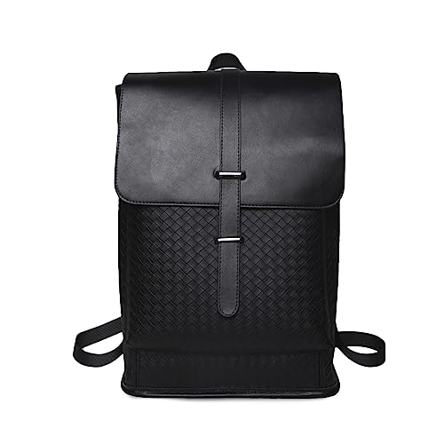 FANDARE Daypacks Herren Damen Schulranzen Rucksack Lässig Schulrucksack PU Leder Schulranzen Hochschule Schultertaschen Laptop Schultertasche für Uni Reisen Freizeit Schule Büro Daypacks Schwarz von FANDARE