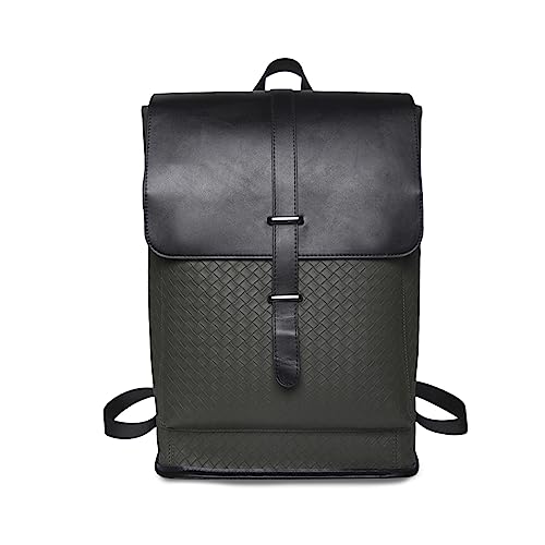 FANDARE Daypacks Herren Damen Schulranzen Rucksack Lässig Schulrucksack PU Leder Schulranzen Hochschule Schultertaschen Laptop Schultertasche für Uni Reisen Freizeit Schule Büro DaypacksGrün von FANDARE