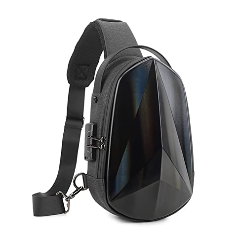 FANDARE Diebstahlschutz Brusttasche Sling Daypacks mit USB-Ladeanschluss Schultertasche Crossbody Bag Umhängetasche Sporttasche Wasserdicht Daypacks für Herren Damen Reisen Wandern Hiking Schwarz von FANDARE