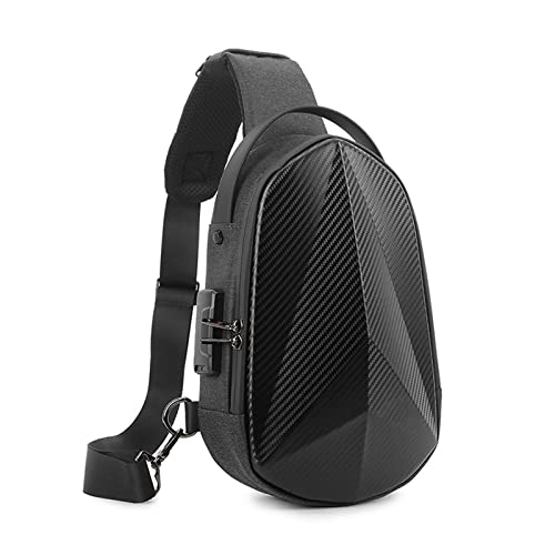 FANDARE Diebstahlschutz Brusttasche Sling Daypacks mit USB-Ladeanschluss Schultertasche Crossbody Bag Umhängetasche Sporttasche Wasserdicht Daypacks für Herren Damen Reisen Wandern Hiking Schwarz A von FANDARE