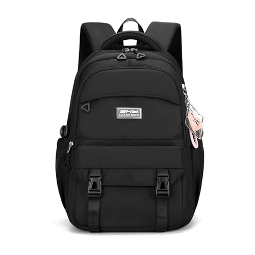 FANDARE Einfach Schulrucksäcke Schultasche Mädchen Jungen Jugendlich Von Straßen zu Pfaden Tagesrucksäcke Student Schulranzen Alltagsrucksäcke Rucksack Reisen Weekender Schulrucksack Daypack Schwarz von FANDARE